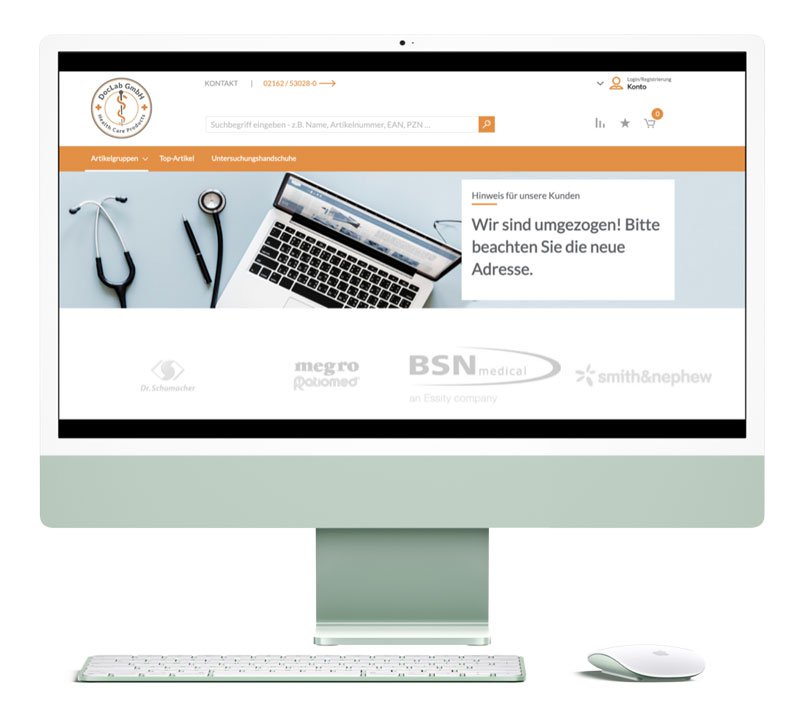 Onlineshop business to business, Magento2,medizinischer Fachhandel, doclab.de
